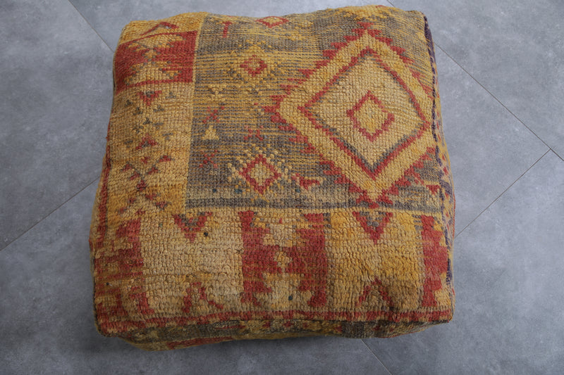 Moroccan handmade old ottoman pouf - kilim pouf