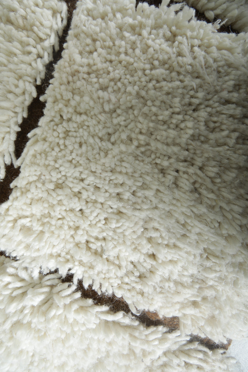 Moroccan beni ourain rug – White & brown checkered rug - Custom size