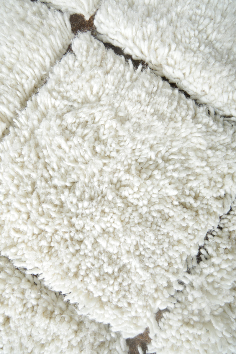 Moroccan beni ourain rug – White & brown checkered rug - Custom size