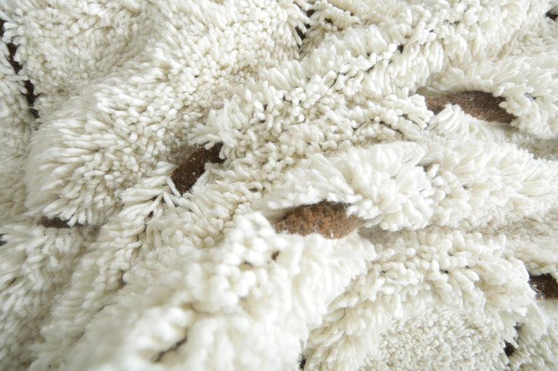 Moroccan beni ourain rug – White & brown checkered rug - Custom size