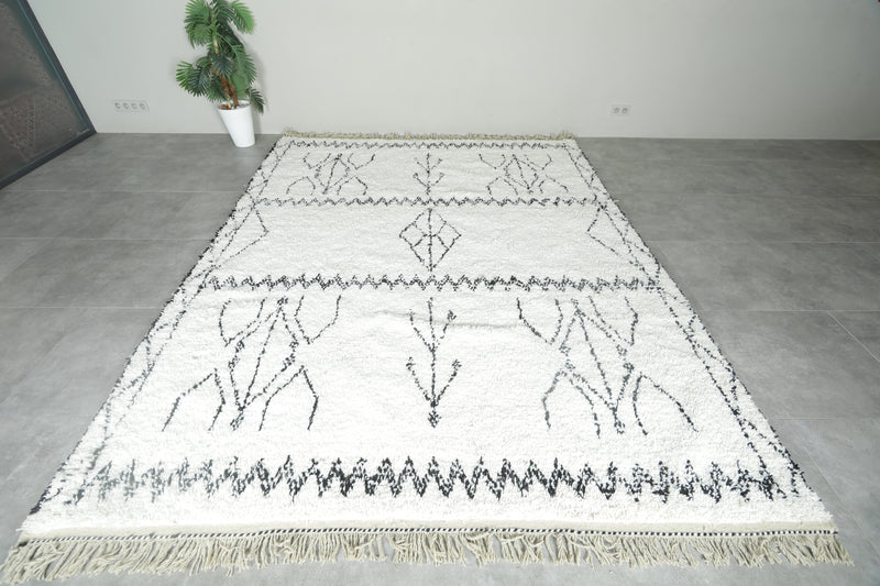 White beni ourain rug with black geometric design - Custom size - custom moroccan rugs