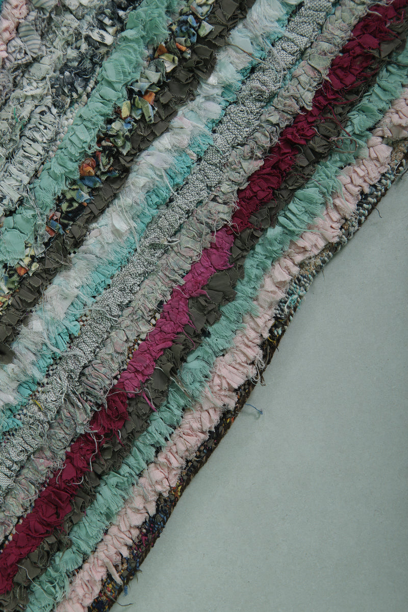 Moroccan Boucherouite Rug - 4.9x6 ft | Handwoven Striped Design - Boucherouite rug