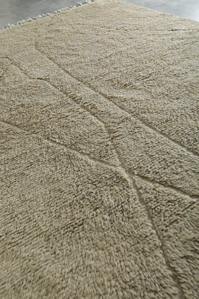 Minimalist beige wool rug – Subtle Moroccan design - 9.1 ft x 12.2 ft