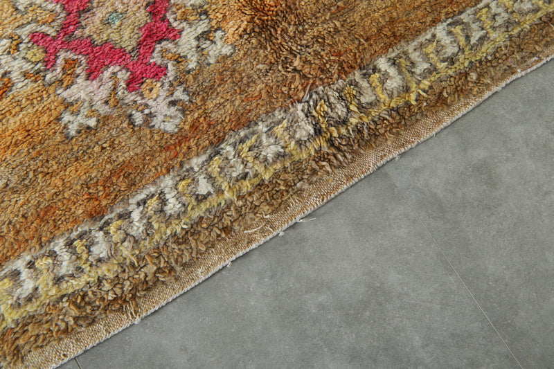 Orange Moroccan boucherouite rug - 6.2 feet x 9.5 feet - Handmade wool rug - Boucherouite rug