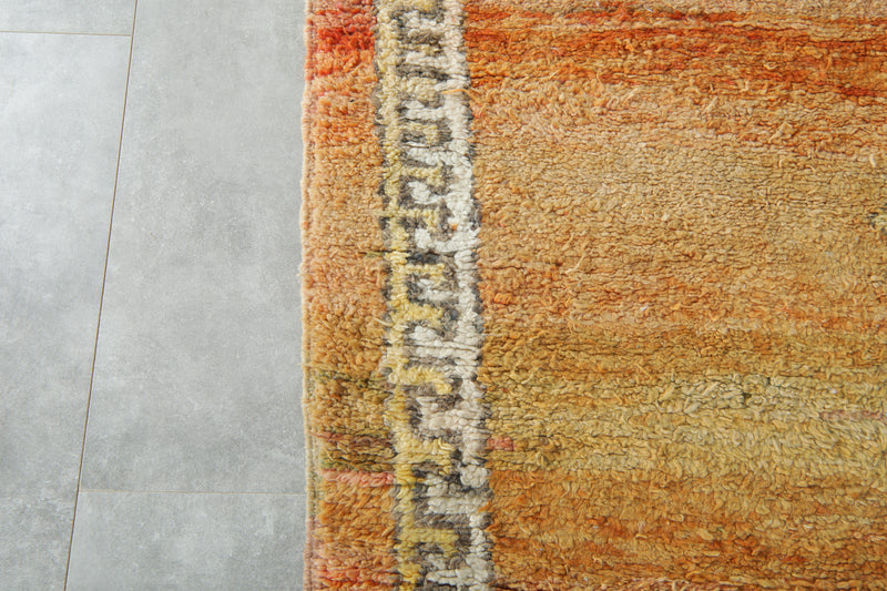 Orange Moroccan boucherouite rug - 6.2 feet x 9.5 feet - Handmade wool rug - Boucherouite rug