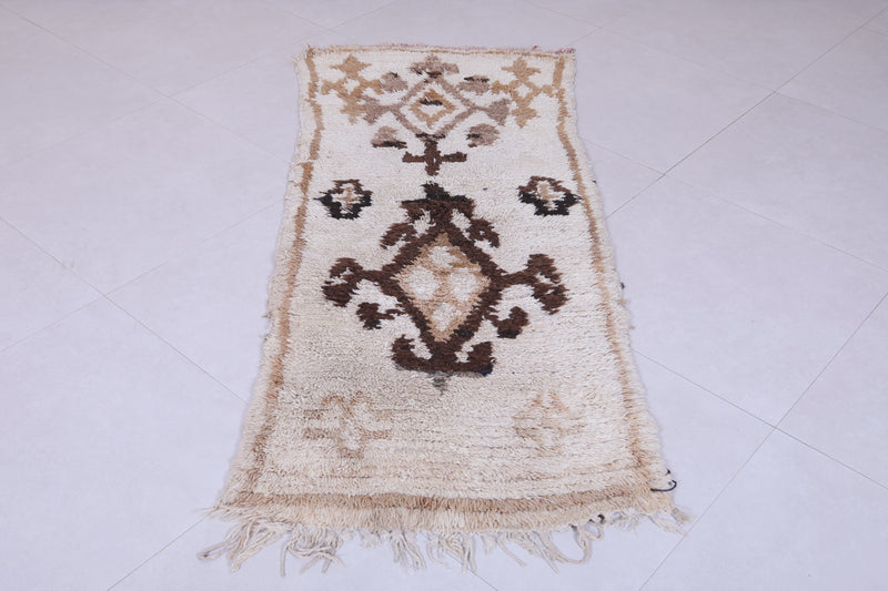 Moroccan Rug - 2.3 X 5.7 Feet | Handwoven Berber Wool Carpet - Boucherouite Rugs