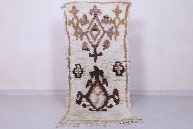 Moroccan Rug - 2.3 X 5.7 Feet | Handwoven Berber Wool Carpet - Boucherouite Rugs