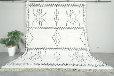 White beni ourain rug with black geometric design - Custom size - custom moroccan rugs