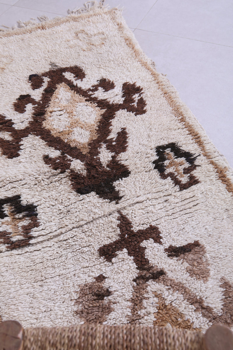 Moroccan Rug - 2.3 X 5.7 Feet | Handwoven Berber Wool Carpet - Boucherouite Rugs