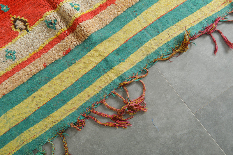 Red azilal Moroccan rug with geometric design - 4.5 feet x 9.1 feet