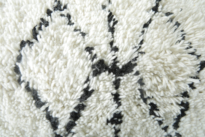 White beni ourain rug with black geometric design - Custom size - custom moroccan rugs