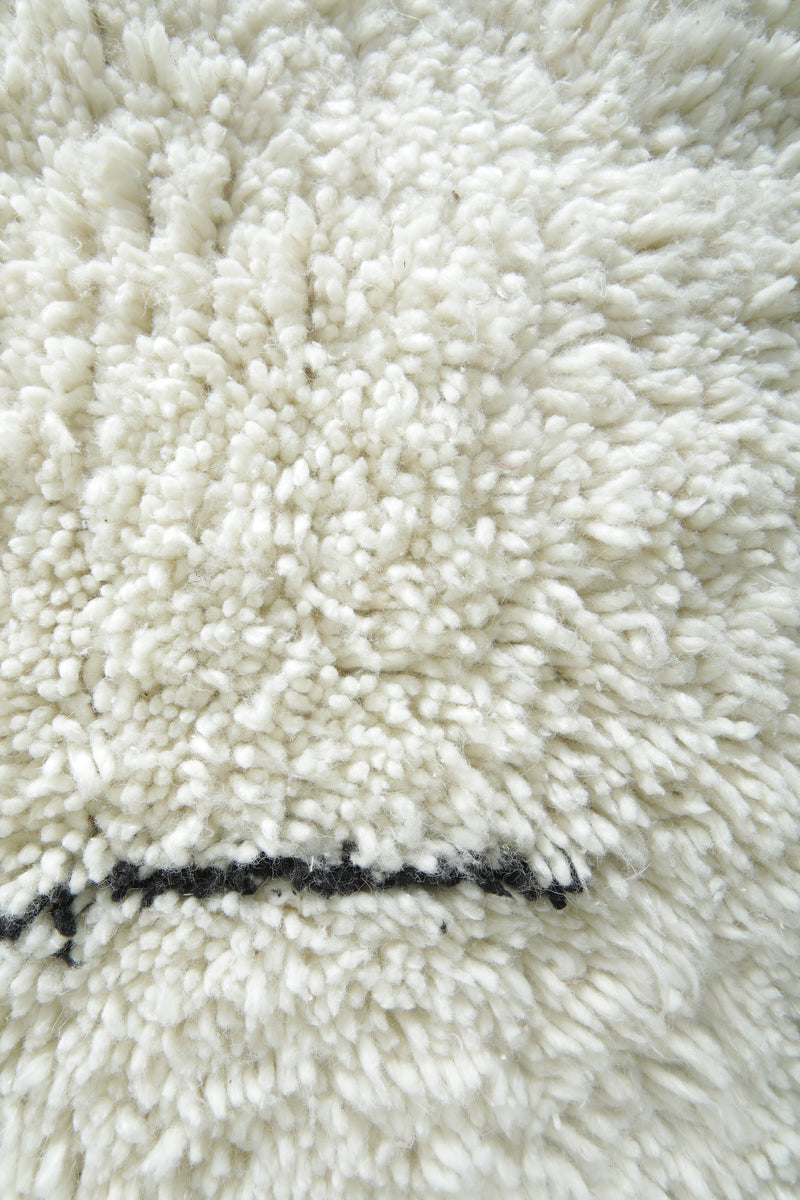 White beni ourain rug with black geometric design - Custom size - custom moroccan rugs