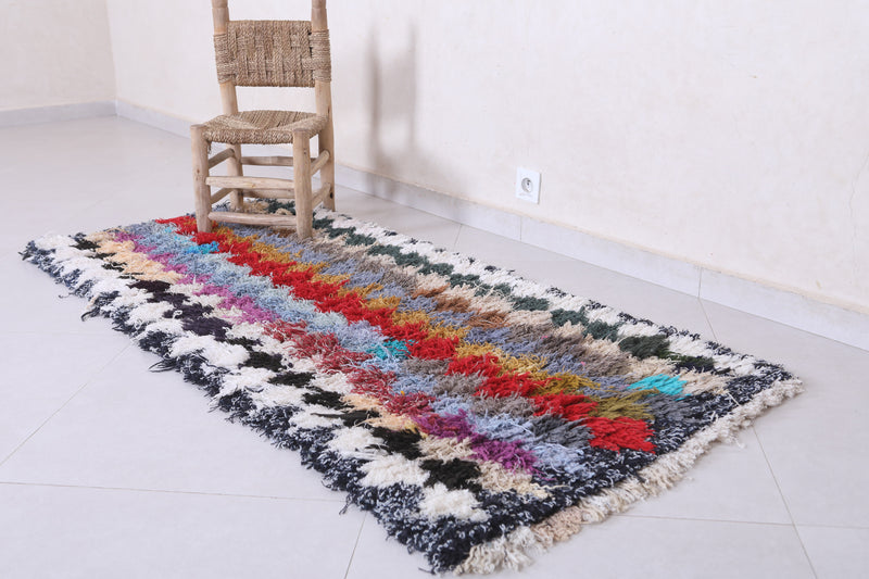 Vibrant Zigzag Moroccan Rug - 2.6 X 5.9 Feet - Boucherouite Rugs