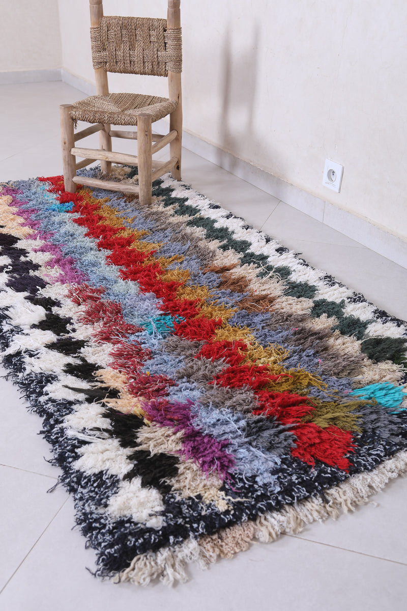 Vibrant Zigzag Moroccan Rug - 2.6 X 5.9 Feet - Boucherouite Rugs