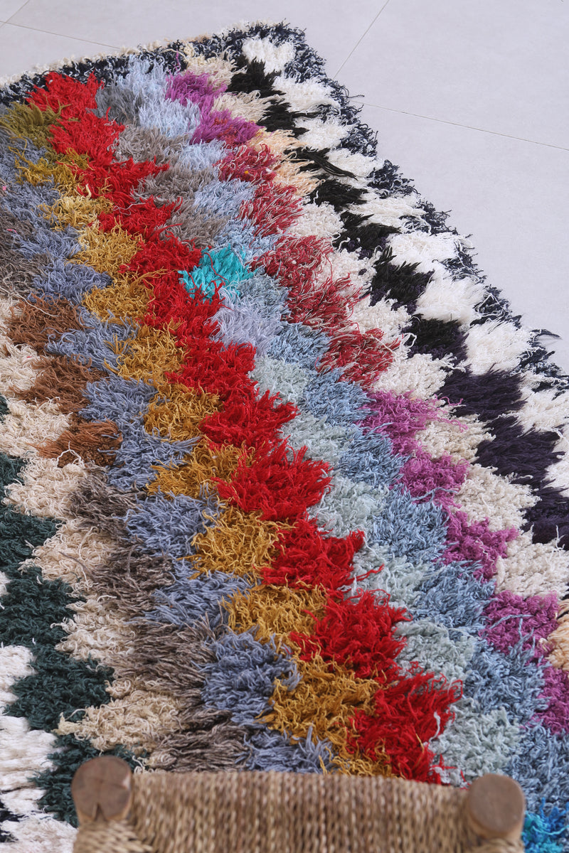 Vibrant Zigzag Moroccan Rug - 2.6 X 5.9 Feet - Boucherouite Rugs