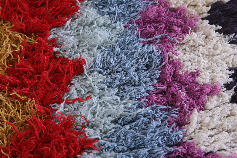 Vibrant Zigzag Moroccan Rug - 2.6 X 5.9 Feet - Boucherouite Rugs