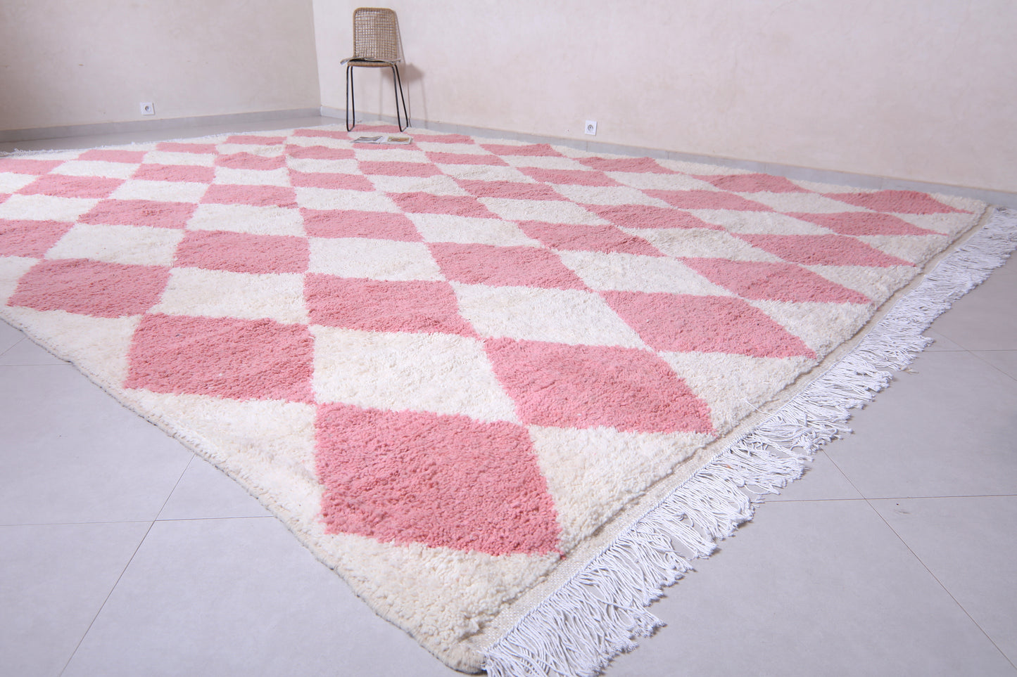Custom Beni Ourain Moroccan rug - Pink and White Berber handmade carpet