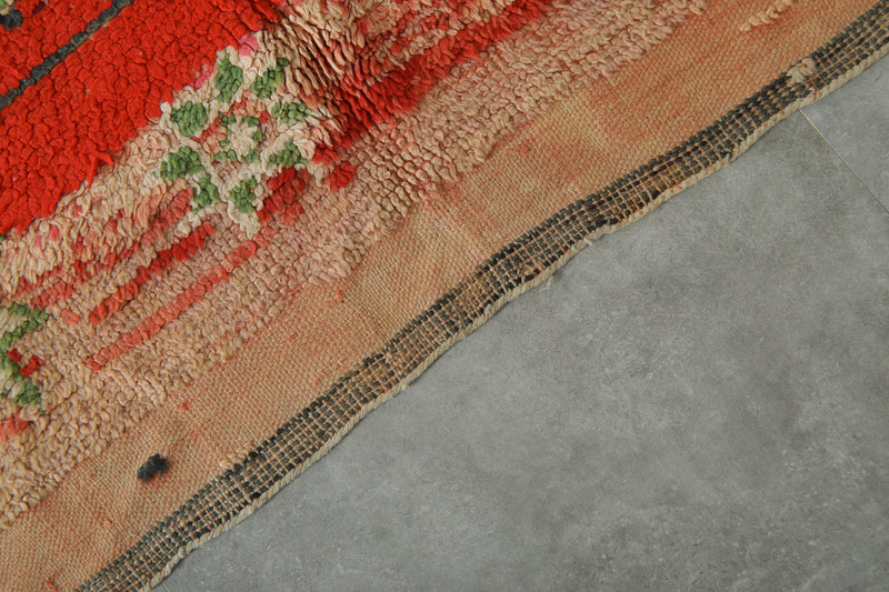 Azilal Moroccan rug - Red wool with berber symbols - 4.1 feet x 8.8 feet