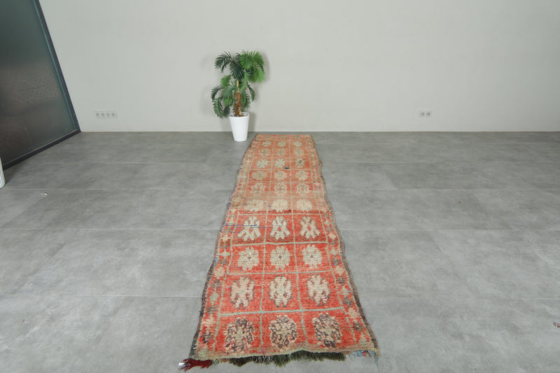 Runner geometric Moroccan rug - 2.6 feet x 9.9 feet - Handmade wool carpet