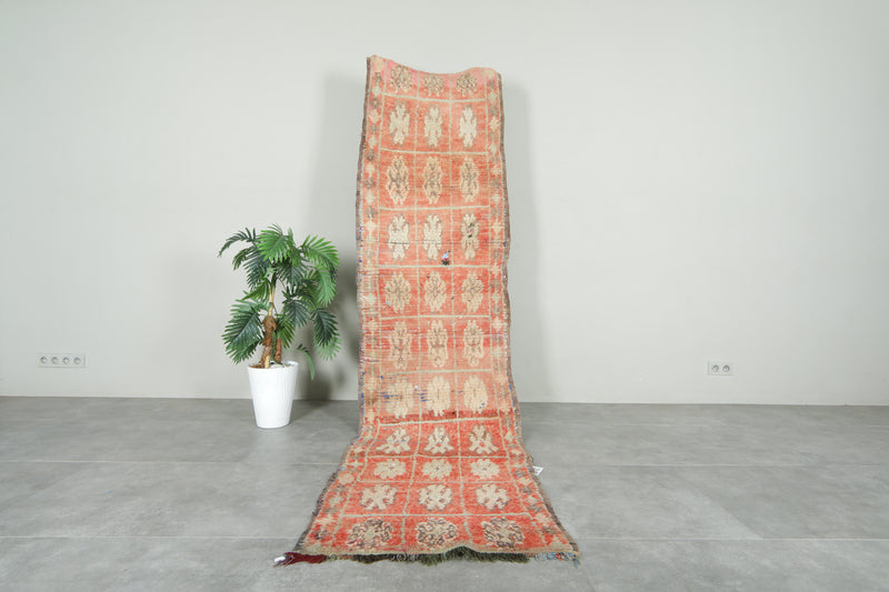 Runner geometric Moroccan rug - 2.6 feet x 9.9 feet - Handmade wool carpet