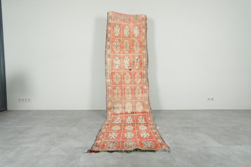 Runner geometric Moroccan rug - 2.6 feet x 9.9 feet - Handmade wool carpet