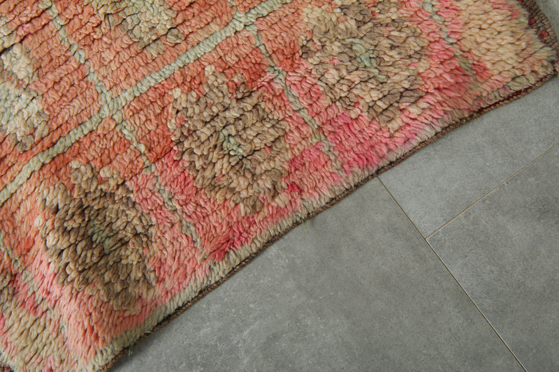 Runner geometric Moroccan rug - 2.6 feet x 9.9 feet - Handmade wool carpet