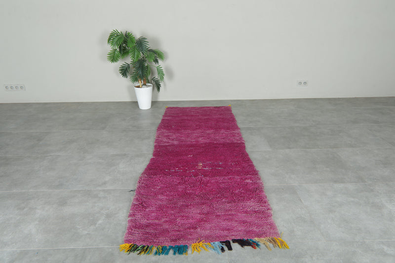 Pink runner rug - 2.9 feet x 8.3 feet - Handwoven wool carpet - Runner moroccan rugs