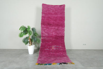 Pink runner rug - 2.9 feet x 8.3 feet - Handwoven wool carpet - Runner moroccan rugs