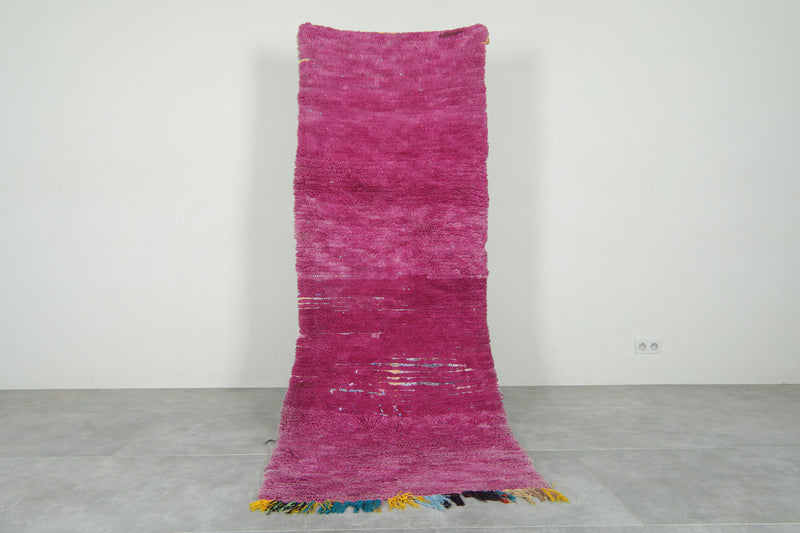 Pink runner rug - 2.9 feet x 8.3 feet - Handwoven wool carpet - Runner moroccan rugs