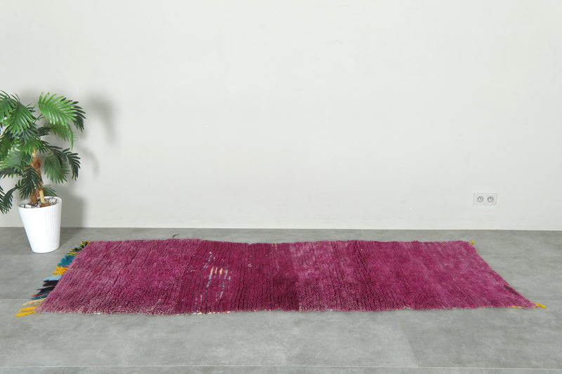 Pink runner rug - 2.9 feet x 8.3 feet - Handwoven wool carpet - Runner moroccan rugs