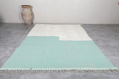 Custom Berber Mint and White Moroccan rug - Flat woven wool kilim