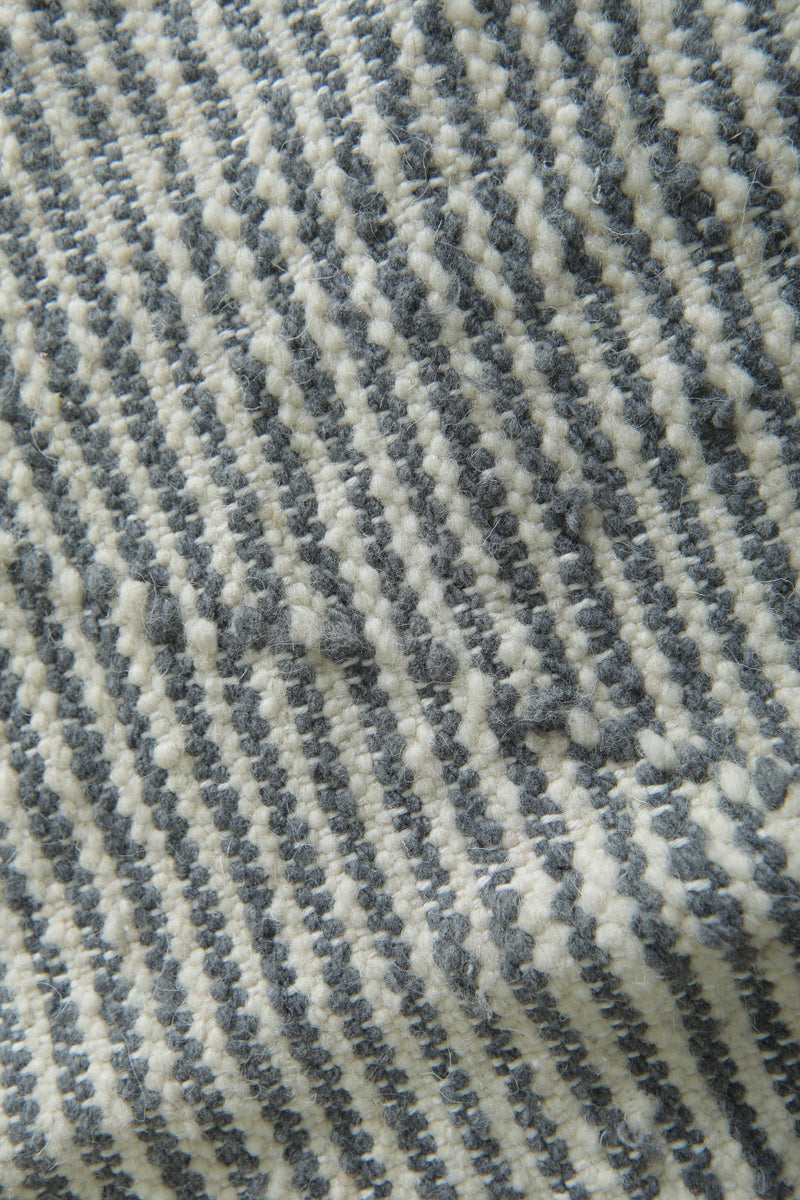 Gray & white striped Moroccan flatwoven rug - 6.4 ft x 9.9 ft