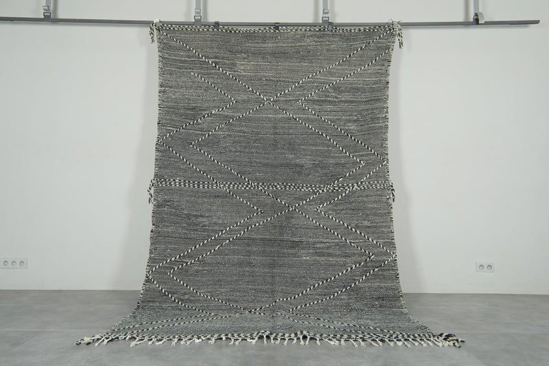 Black & white Moroccan flatwoven rug - 6.3 ft x 10.2 ft