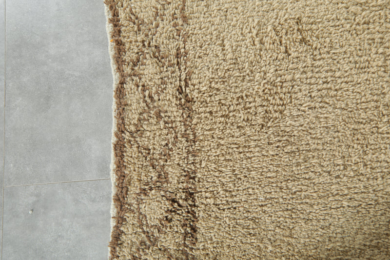 Beni ourain wool rug - Beige & brown handmade Moroccan - 10.2 ft x 14 ft