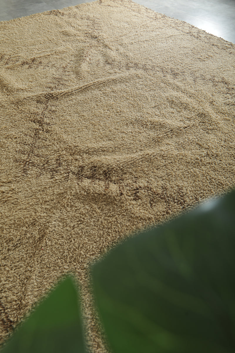 Beni ourain wool rug - Beige & brown handmade Moroccan - 10.2 ft x 14 ft