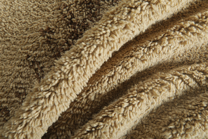 Beni ourain wool rug - Beige & brown handmade Moroccan - 10.2 ft x 14 ft