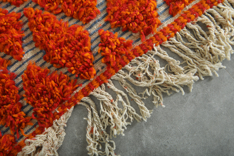Orange Moroccan rug with geometric diamond design - 3.1 ft x 5 ft