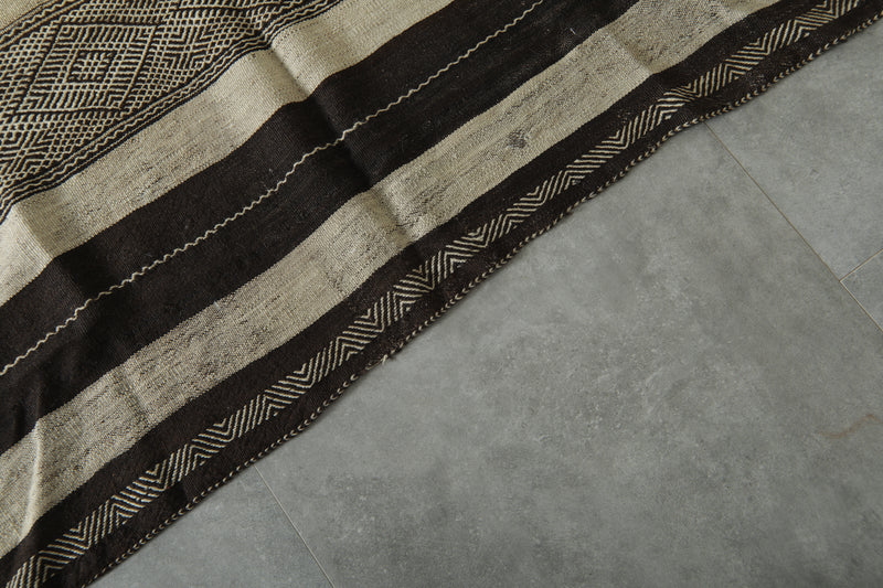 Flatwoven Moroccan rug - Brown & beige striped - 4.6 ft x 10.8 ft