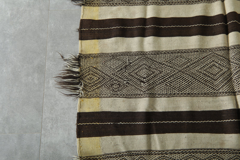 Flatwoven Moroccan rug - Brown & beige striped - 4.6 ft x 10.8 ft