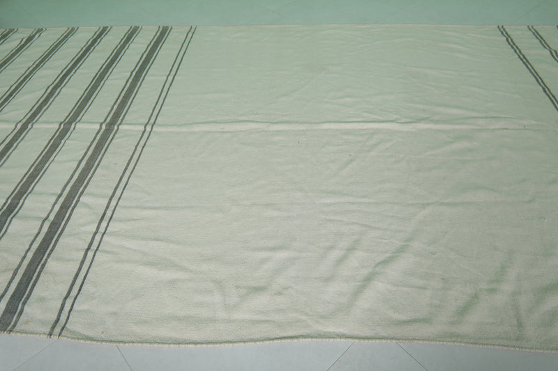 Moroccan Rug - Striped Handwoven Wool 6.5 x 12.9 ft | Neutral Toned Carpet