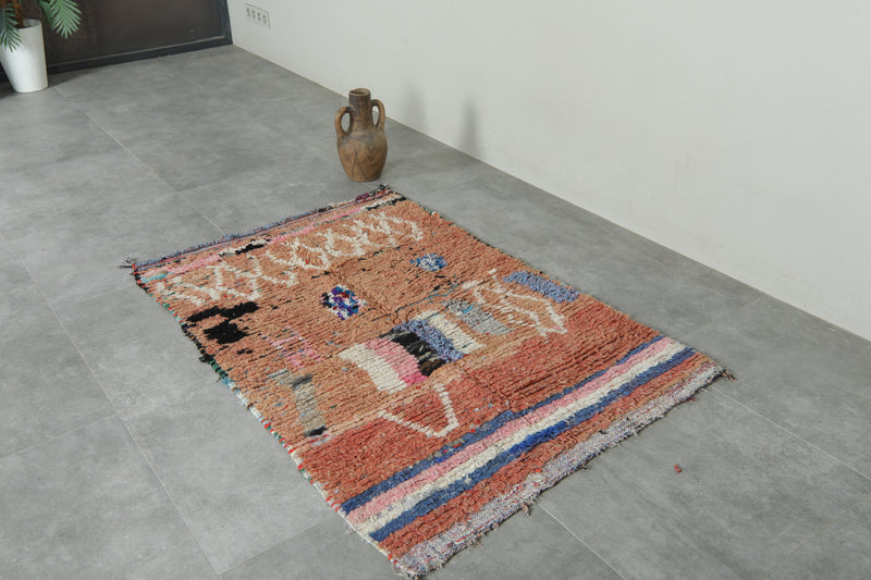 Geometric Moroccan rug - Handmade wool carpet - 3.2 ft x 4.8 ft
