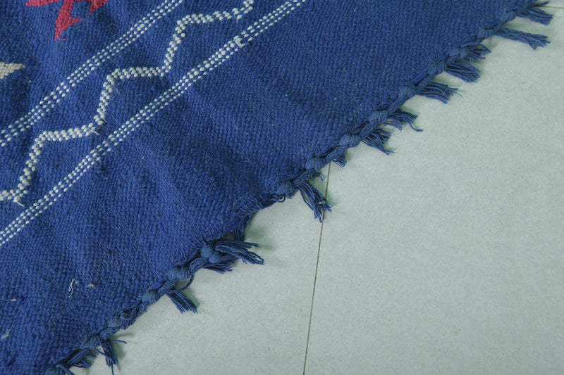 Handwoven Blue Moroccan Rug 3.2 x 4.5 FT - Vibrant Geometric Patterns - moroccan rug
