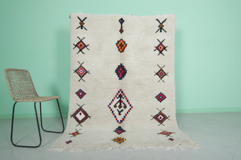 Handmade Moroccan Berber Rug - Unique Design 4.8 FT X 6.7 FT | Artisan Crafted - Azilal rugs