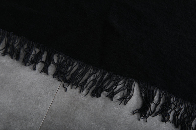 Handmade Moroccan black wool rug – Custom beni ourain carpet