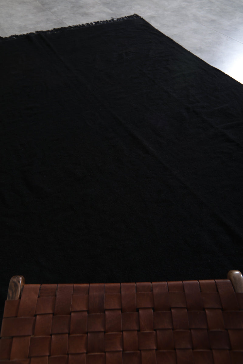 Handmade Moroccan black wool rug – Custom beni ourain carpet