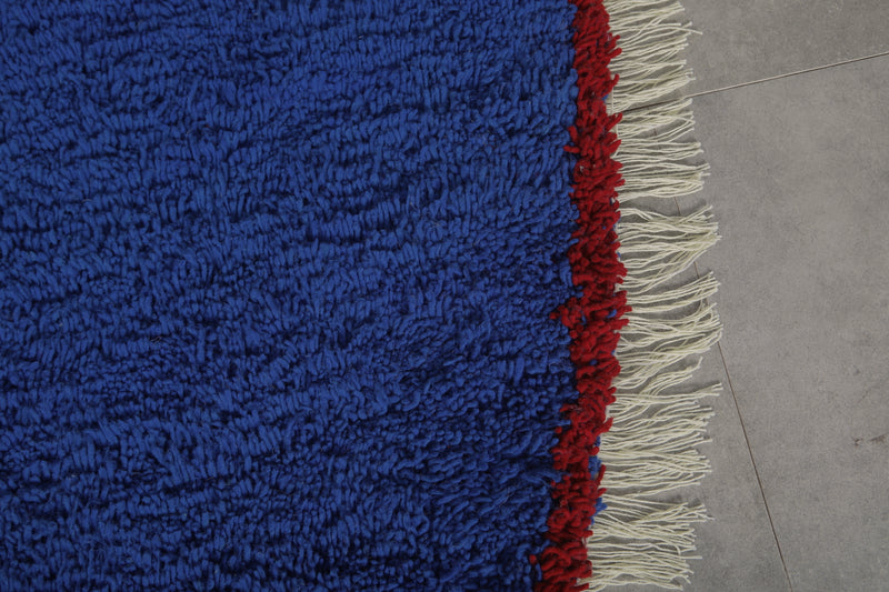 Round Moroccan wool - custom rounded rug - Blue rug