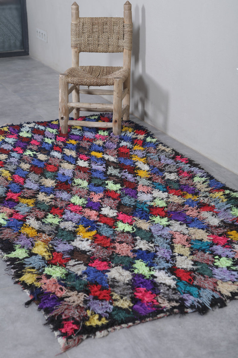 Vibrant Boucherouite Azilal Area Rug 3.2 x 6.3 Feet - Handmade Moroccan Decor - Boucherouite rug