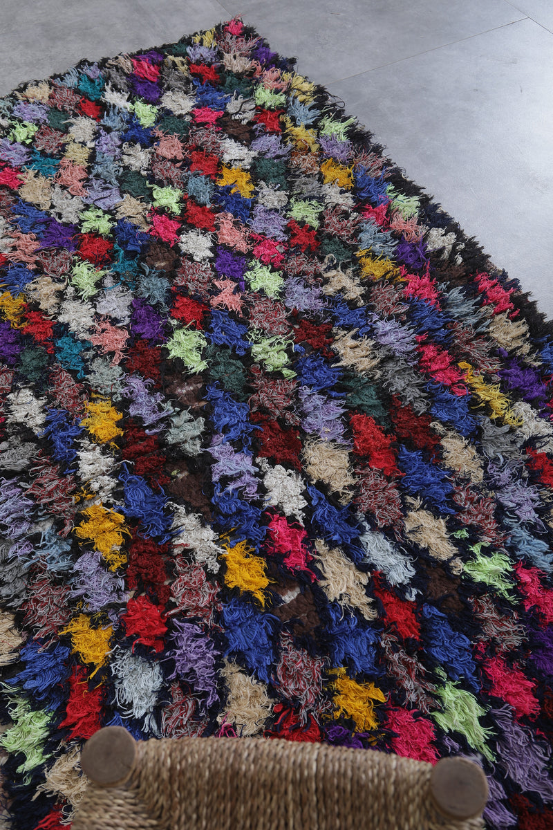 Vibrant Boucherouite Azilal Area Rug 3.2 x 6.3 Feet - Handmade Moroccan Decor - Boucherouite rug