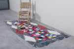 Moroccan Boucherouite Runner rug 2.5 x 5.9 Feet