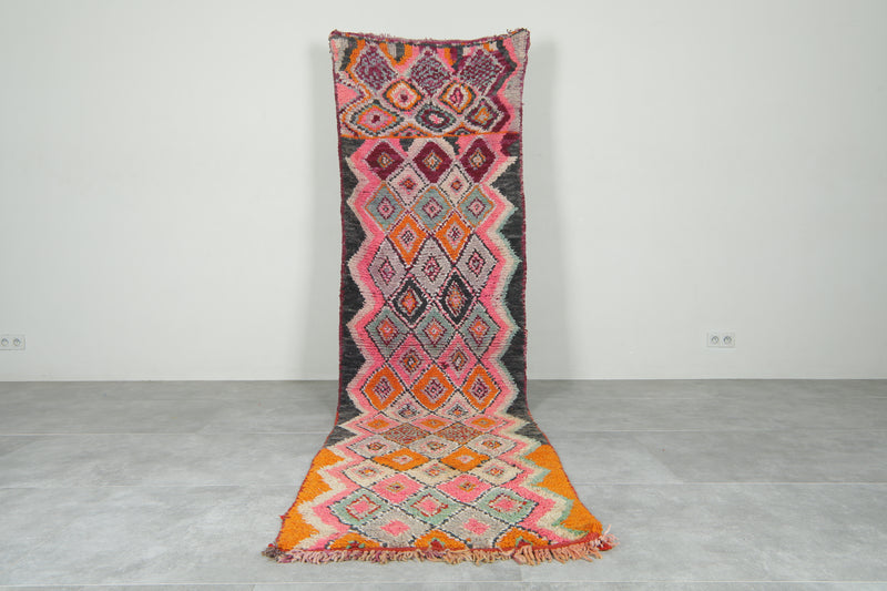 Runner Moroccan rug with geometric diamond design rug - 2.9 ft x 10.7 ft